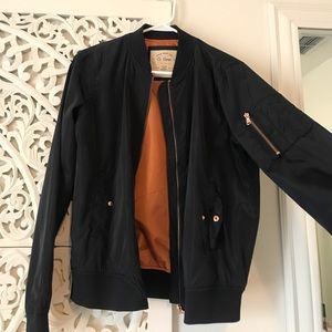 Navy and rose gold bomber jacket
